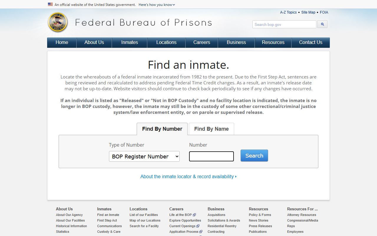 BOP inmate locator for federal custody outside Polk County jail records