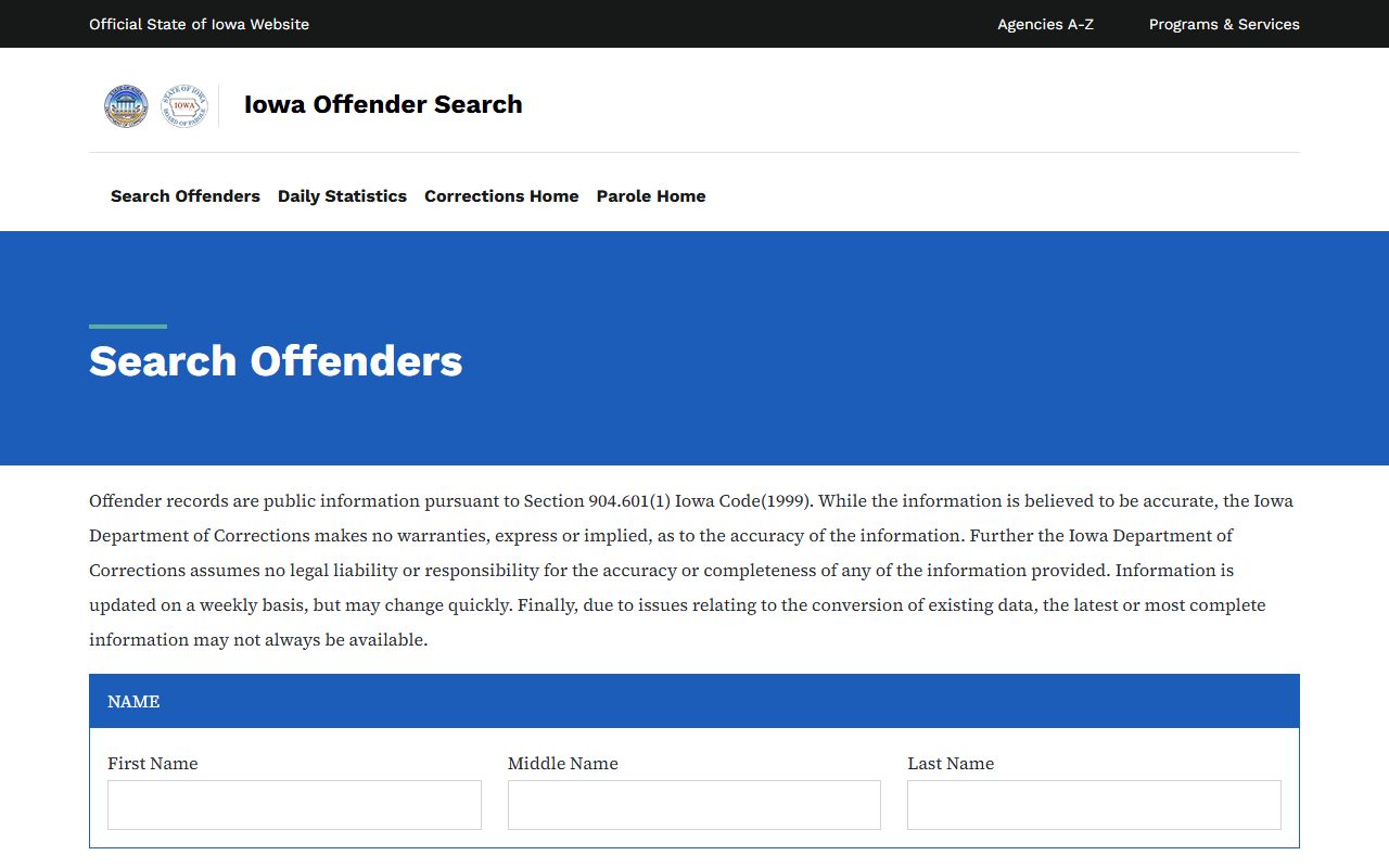 Iowa DOC offender search for Polk County inmate lookup