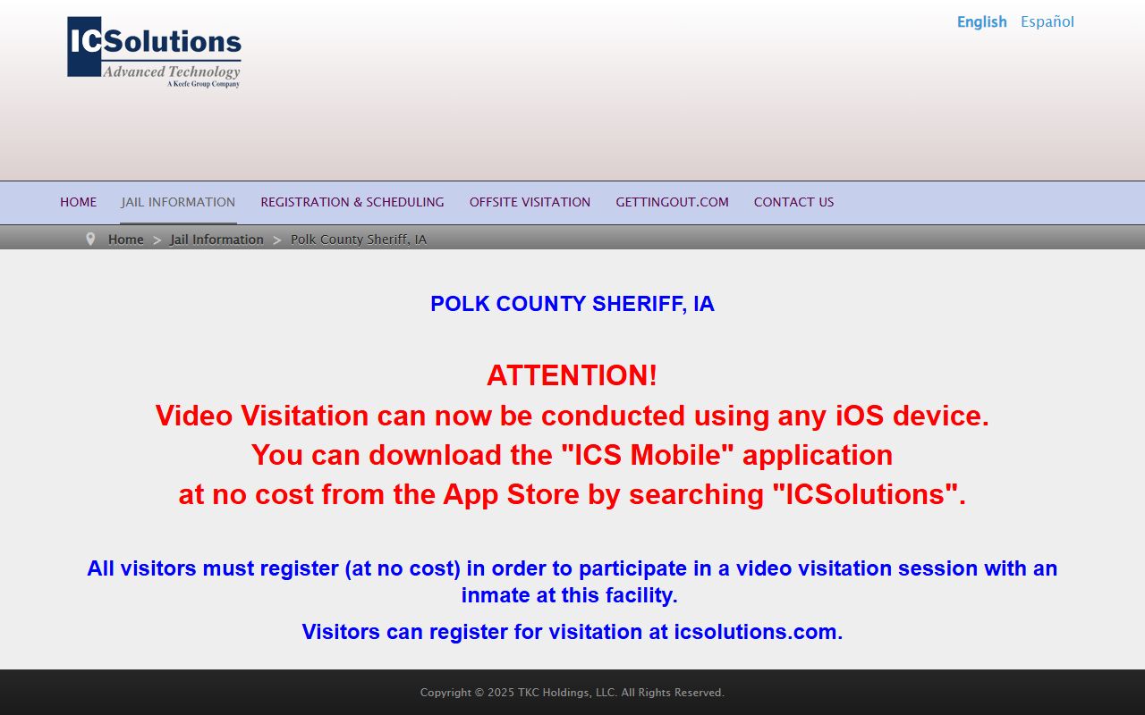 Polk County Jail ICSolutions video visitation information